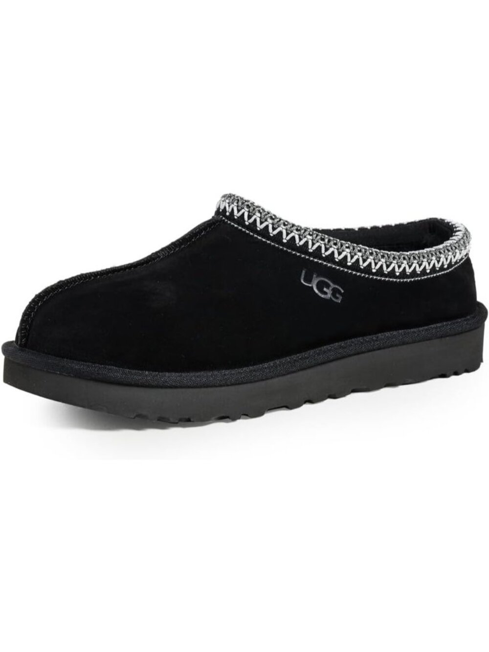 Womens Black Suede UGG Tasman II Slipper Heat Embossed UGG Logo Braided Slippers